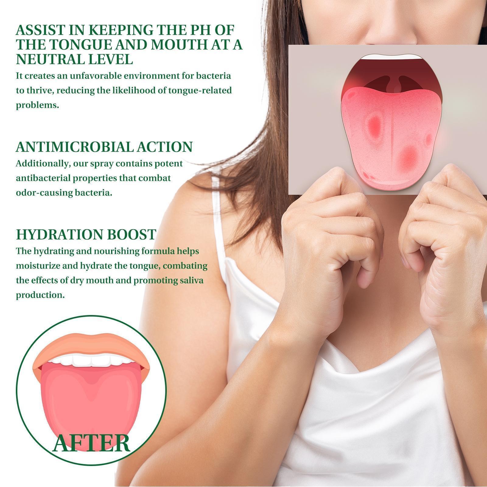 Oral Care Spray, Repair Tongue Coating,Relieve Dry Cracked Swollen Tongue,Tongue Care Spray, Oral HealthMaintenance