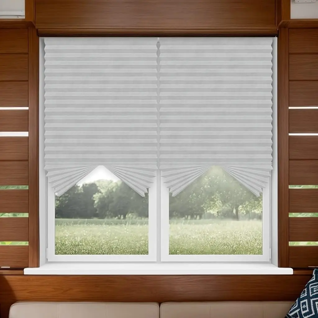 Adjustable Pleated Window Shade, Easy Install Detachable Light Blocker, Privacy Curtain for Bedroom Bath Living Room, Minimalist Decor, Multiple Sizes Colors