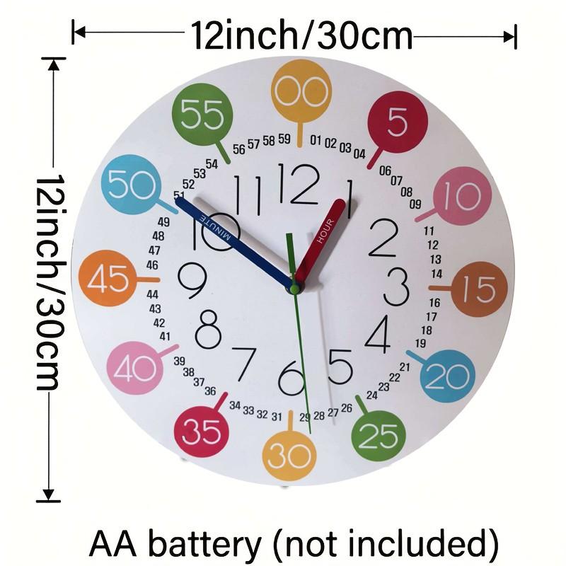 Digital Cognitive Wall Clock, Multicolor Number Disk Design, Ideal Home Office Decor, Educational Time Clock for Classroom Family Office Use