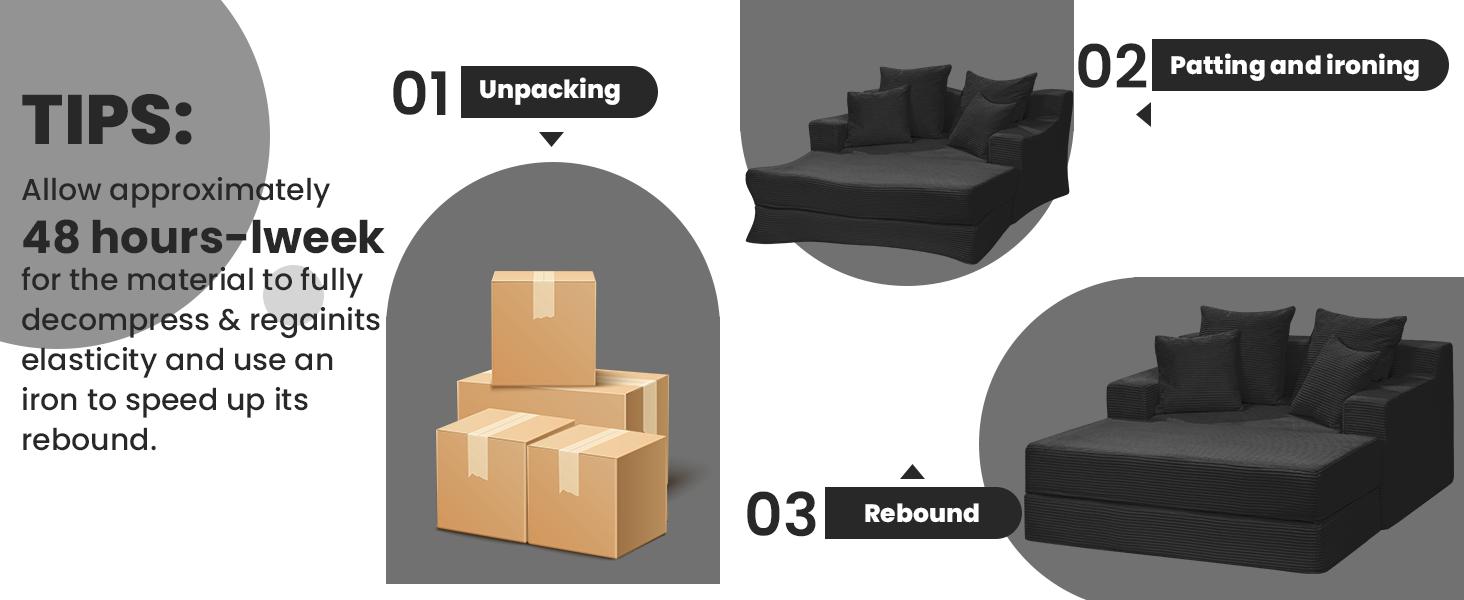 Winzoo Oversized Sleeper Chaise 4 in 1 Cloud Couch With Ottoman Pillows Upholstered Corduroy Lounge Chair Chenille Boneless Sofa Bed No Assembly