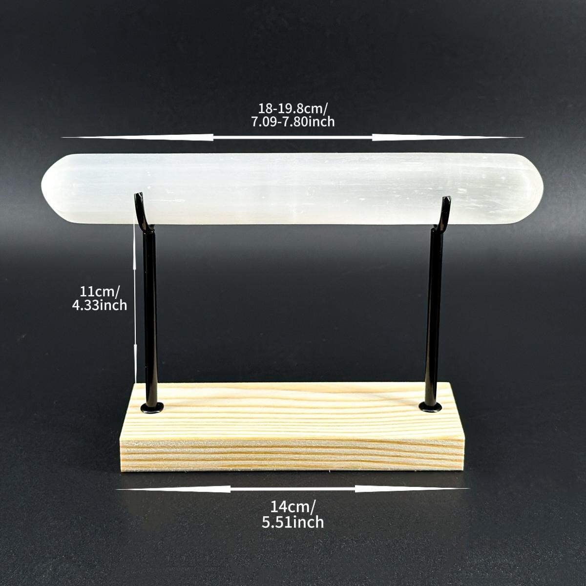 【Star Gate】1 count Selenite Crystal Bracelet Display Stand | Elegant Jewelry Holder with Wooden Base