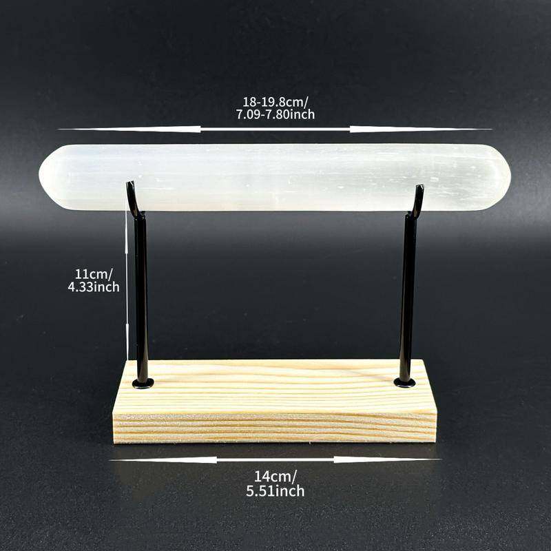 【Star Gate】1 count Selenite Crystal Bracelet Display Stand | Elegant Jewelry Holder with Wooden Base