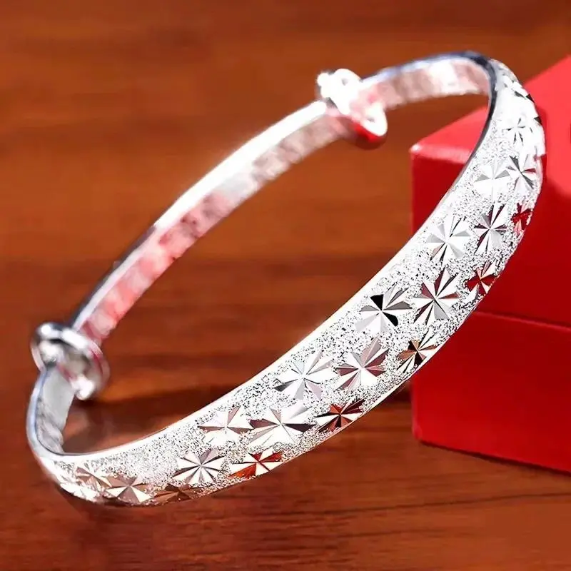 925 Sterling Silver Original Romantic Gypsophila Star Bangles for Women Bracelets Fashion Party Wedding Accessories Jewelry
