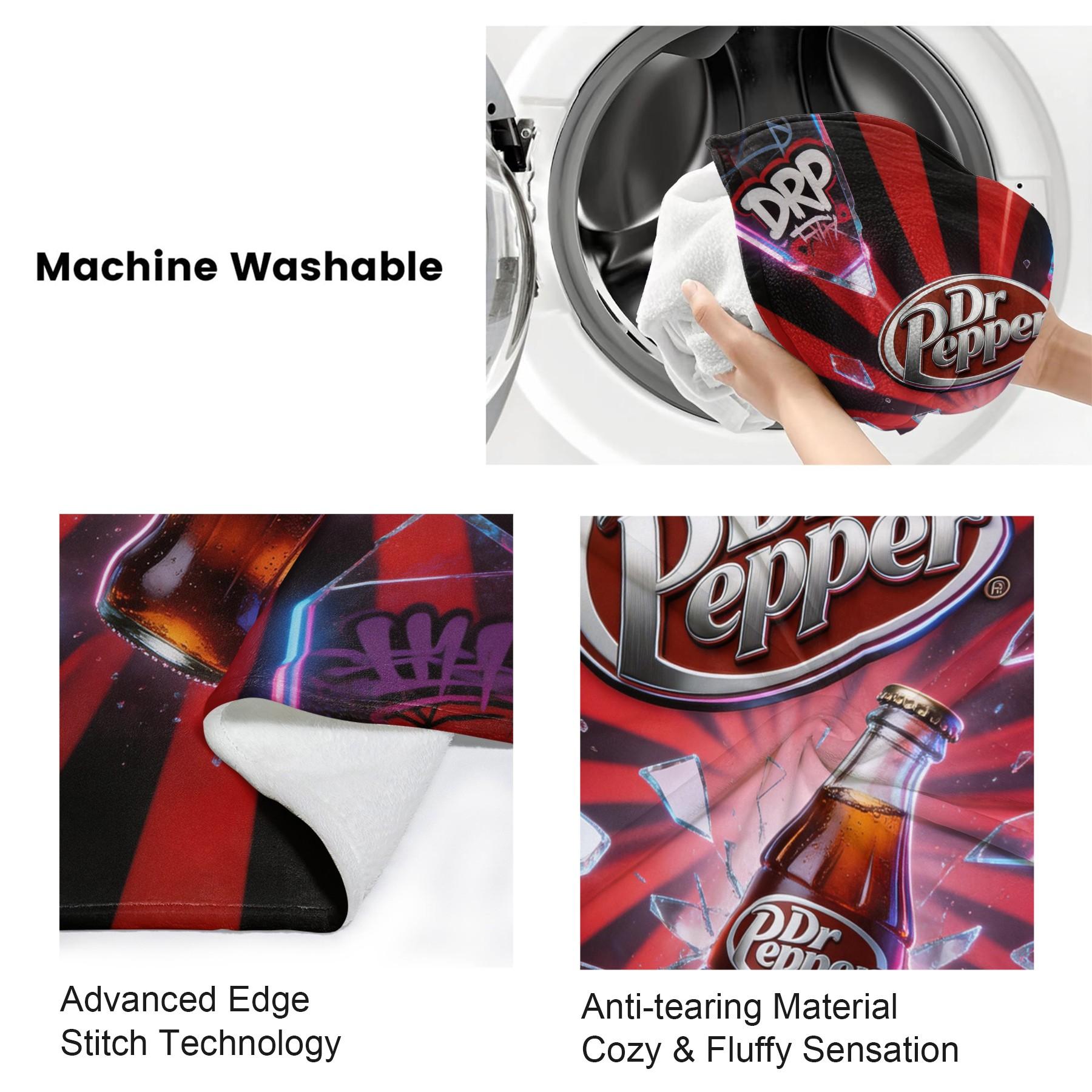 Dr Pepper Street Style Flannel Throw Blanket, Streetwear Soda Graffiti Blanket, Multiple Sizes Available for Various Scenarios, Foldable for Easy Storage, Ideal for Camping and Short Trips, Ideal Gift for Friend
