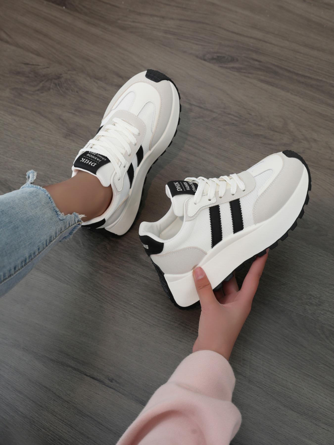 Women's All-Season Anti-Slip Sports Shoes, Sporty Running Shoes, Gym Running Exercise Sneakers, Workout Sneakers, Lace-Up Breathable Thick Sole Comfortable Lightweight