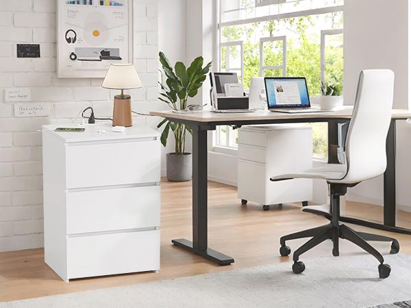 FOTOSOK Nightstad with Charging Station, White Nightstand with 3 Drawers,  Nightstand with USB Ports, Power Outlets, Silent Slides, Wooden End Side Table Bedside Table for Bedroom