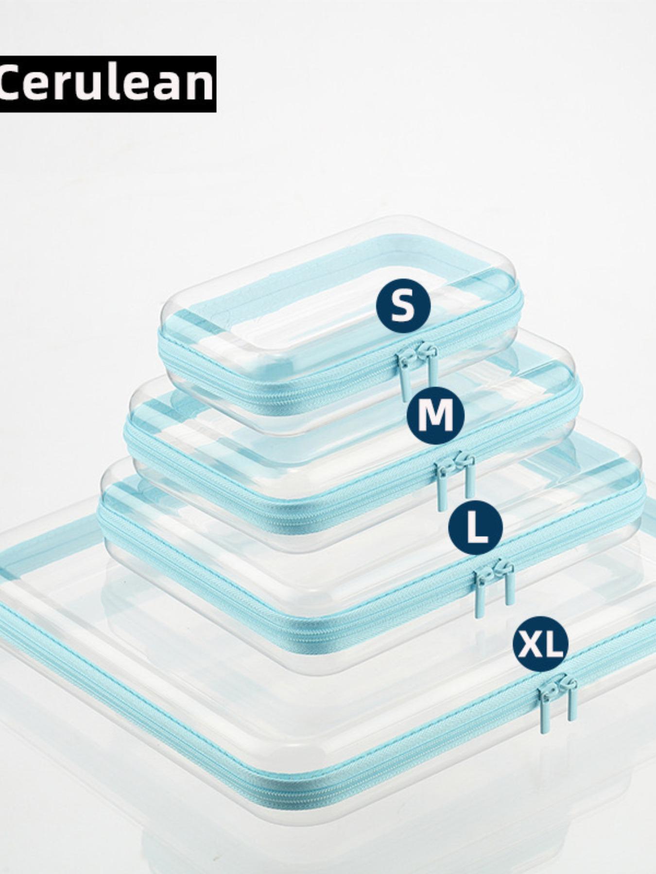 Advanced Transparent Hard Shell Zipper Case Set, 4-Piece PVC Storage Box, Portable Travel Organizer for Tools and Small Items