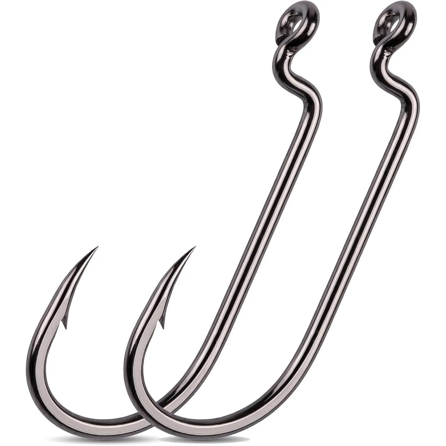 Bass Fishing Hooks 100 count EWG Texas  Offset Worm Hook  & Saltwater | High-Carbon Steel EWG Weedless Offset Hooks,   Movement, Size 8#-5/0, Texas &  Rigs for Bass & Snakehead