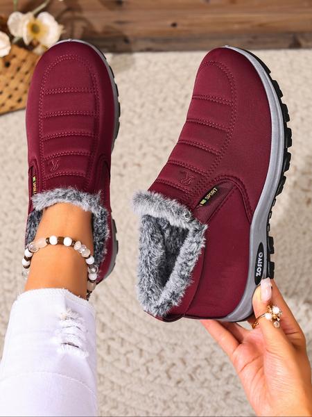 Couple Plush Lined Ankle Boots, Slip-On Soft Sole Warm Snow Boots, Comfortable Travel Shoes for Travel Sports Outdoor Activities, Winter Shoes