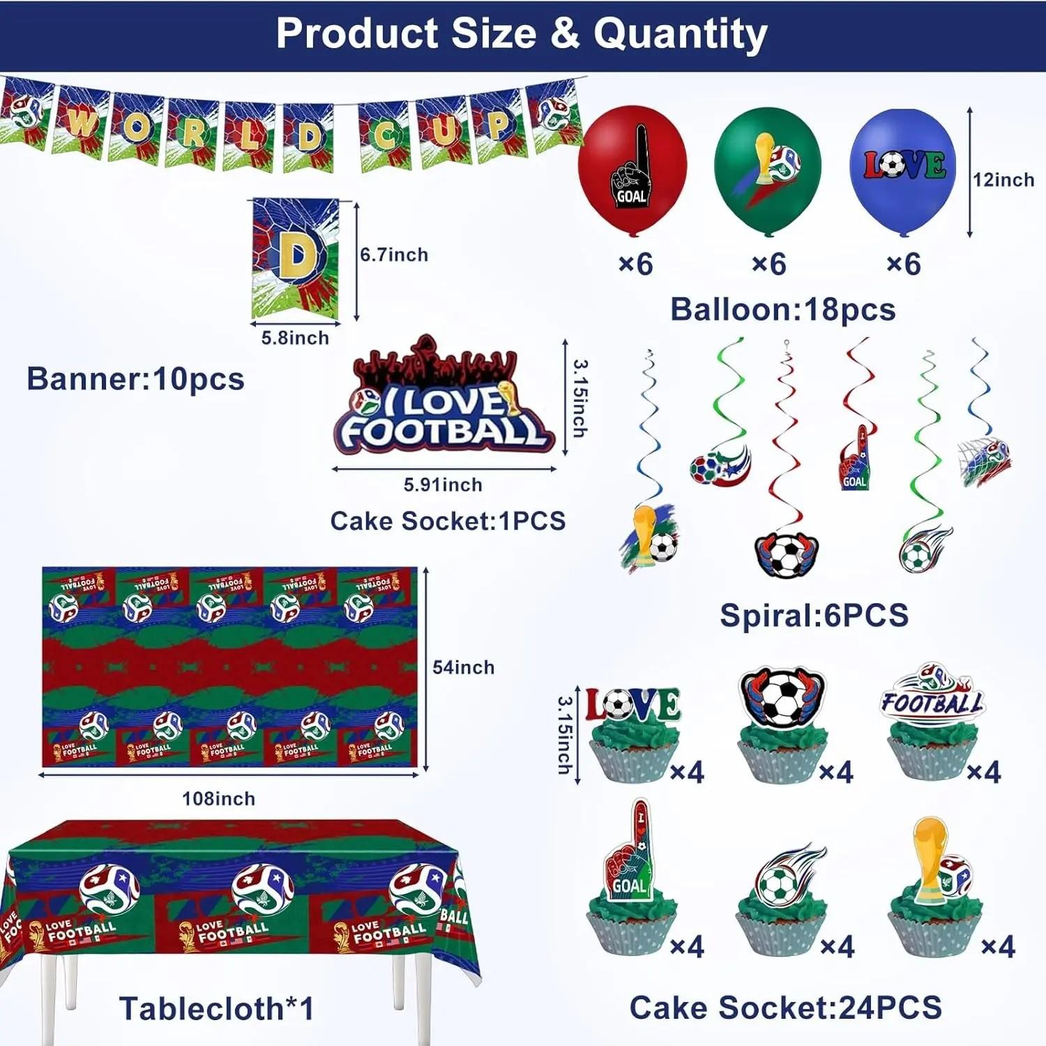 2026 Football Birthday Party Decoration Set, Soccer Theme Party Supplies for Kids and Adults, Includes Banners, Balloons, Hanging Decorations