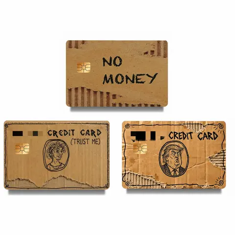 Funny Cardboard-Style Credit Card Sticker Covers - Trusted Me Creative Craft Sticker Set for DIY Slogan Felt Crafts Hobbies