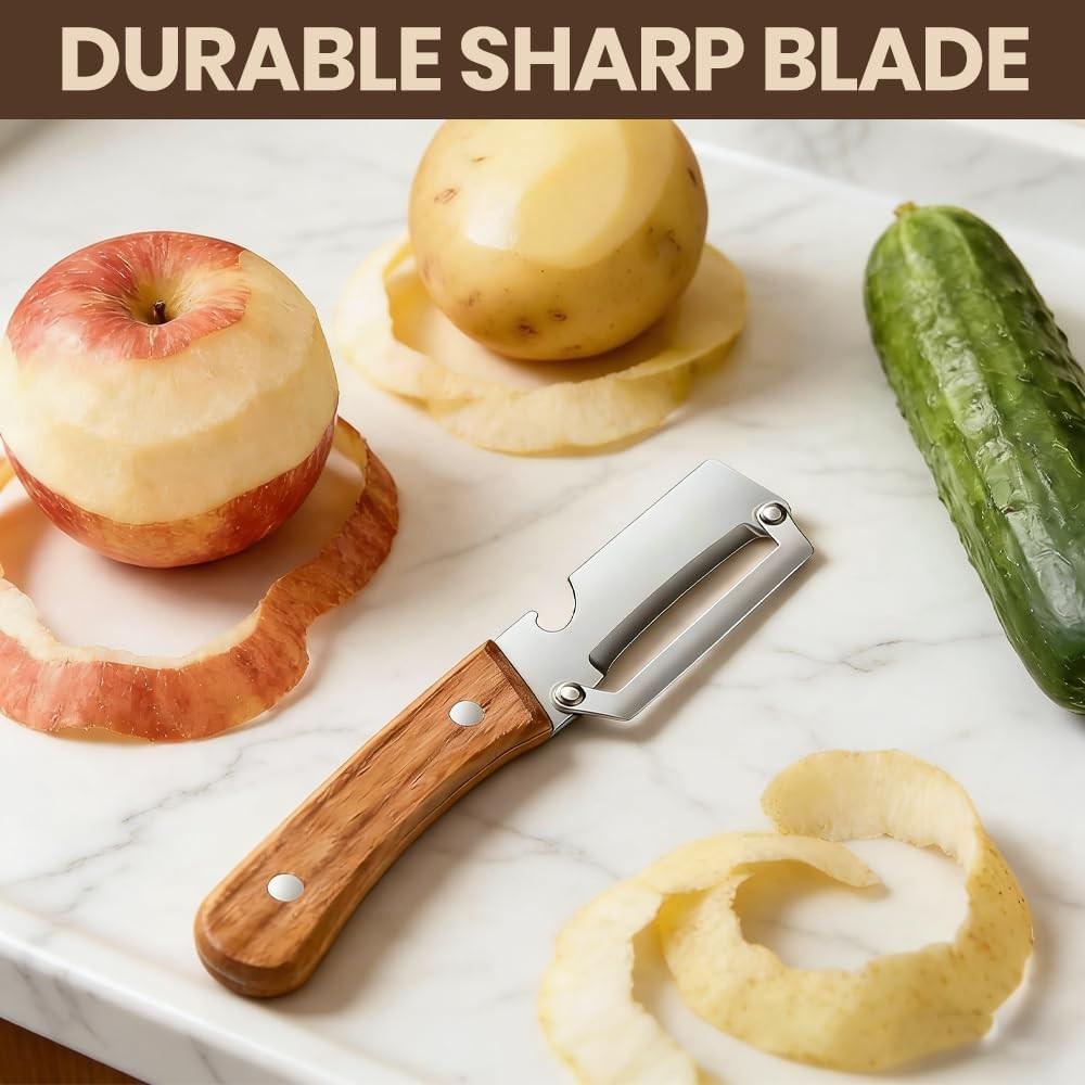 2PCS Vegetable Peeler, Multi-Functional Vegetable Peeler with Bottle Opener, 2-in-1 Stainless Steel Kitchen Tool for Kitchen Prep, Camping, Apple Potato Pumpkin Papaya Peeling