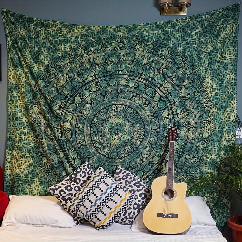 1Pc Bohemian Mandala Printed Tapestry, Boho Floral Design, Polyester Tapestry, Tapestry Wall Mural, Wall Hanging Living Room Bedroom Office, Home Decoration Room Decoration Party Decoration, with Free Installation Package