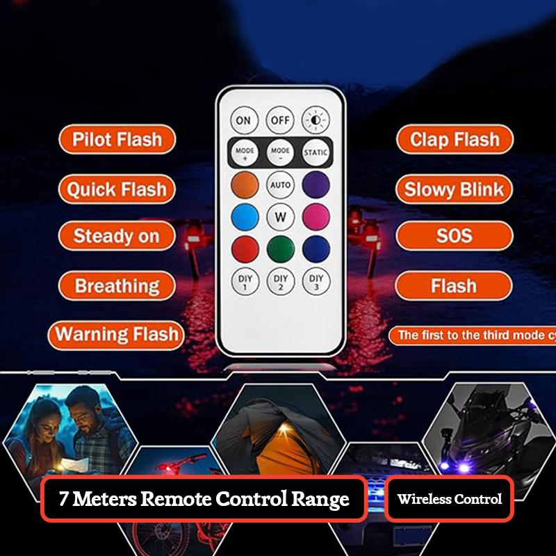 Car Motor RGB LED Waterproof Strobe Light with Wireless Remote Control 10 Lighting Modes for Car Motorcycle Decoration