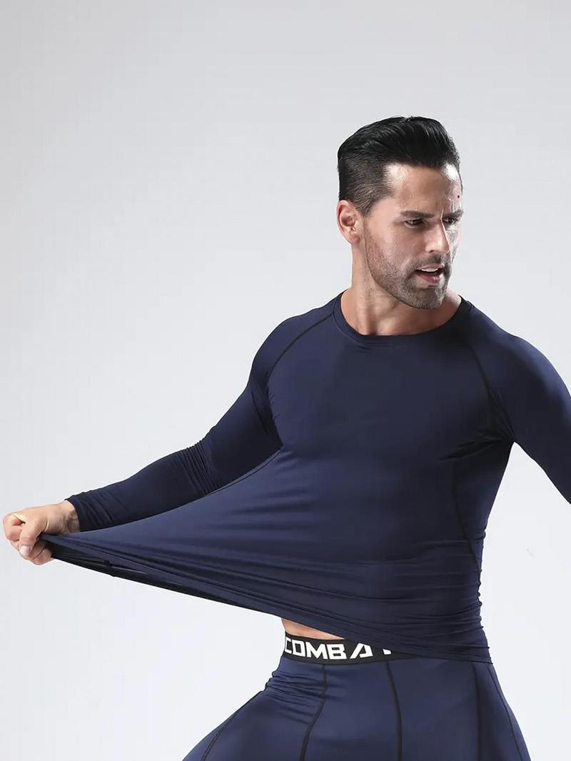 3 Pack Men's Slim Shape Top Sports Fitness Long Sleeve, Slim Tight Top, Comfortable Moisture Wicking Corset, Outdoorfun,Quick Drying and Breathable Outdoor Casual Fitness Riding Soccer Basketball T-Shirt Fathersdaygift