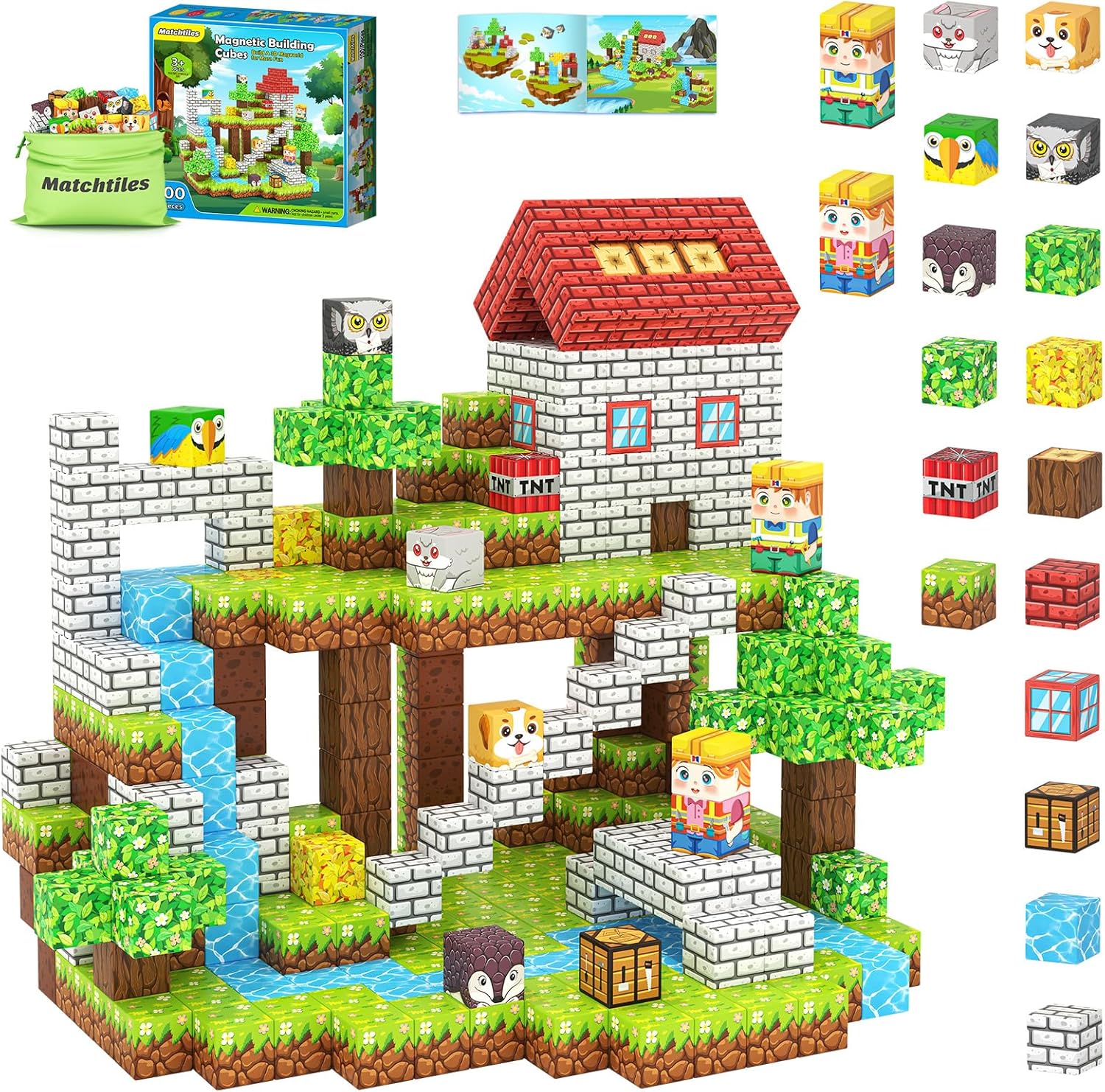 Magnetic Building Blocks-100PCS with Storage Bag STEM Montessori Toys Build Mine Magnet World Classroom Must Haves Birthday Gift