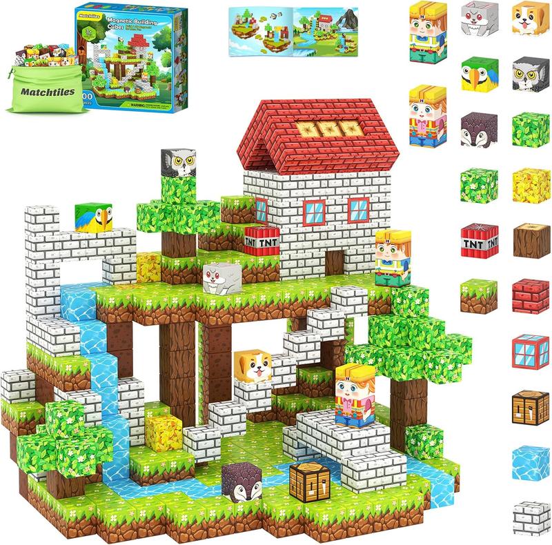 Magnetic Building Blocks-100PCS with Storage Bag STEM Montessori Toys Build Mine Magnet World Classroom Must Haves Birthday Gift