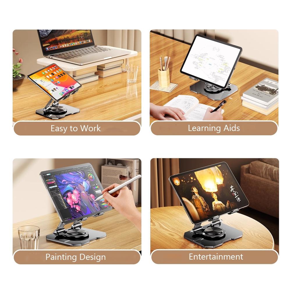 Adjustable Laptop Stand, Computer Stand with 360 Rotating Base, Ergonomic Laptop Riser Mount for Desk Foldable Protable Computer Desk.