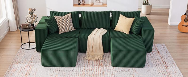 【2/3 packages shipping】107.4" Cloud Couch Sectional, Modular Sofa with Deep Seat, Plush Corduroy L Shaped Boneless Couch, Convertible Sectional Couches for Living Room, 4Seat 【2/3 packages shipping】107.4" Cloud Couch Sectional, Modular Sofa with Deep Seat, Plush Corduroy L Shaped Boneless Couch, Convertible Sectional Couches for Living Room, 4Seat