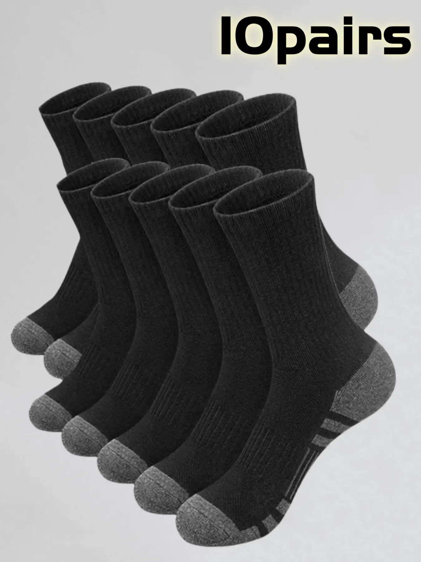 10 Pairs Unisex Work Socks, Tubesocks, Breathable Soft Comfort, Patchwork Design, Sporty Style, All Seasons Wear, Casual & Sports