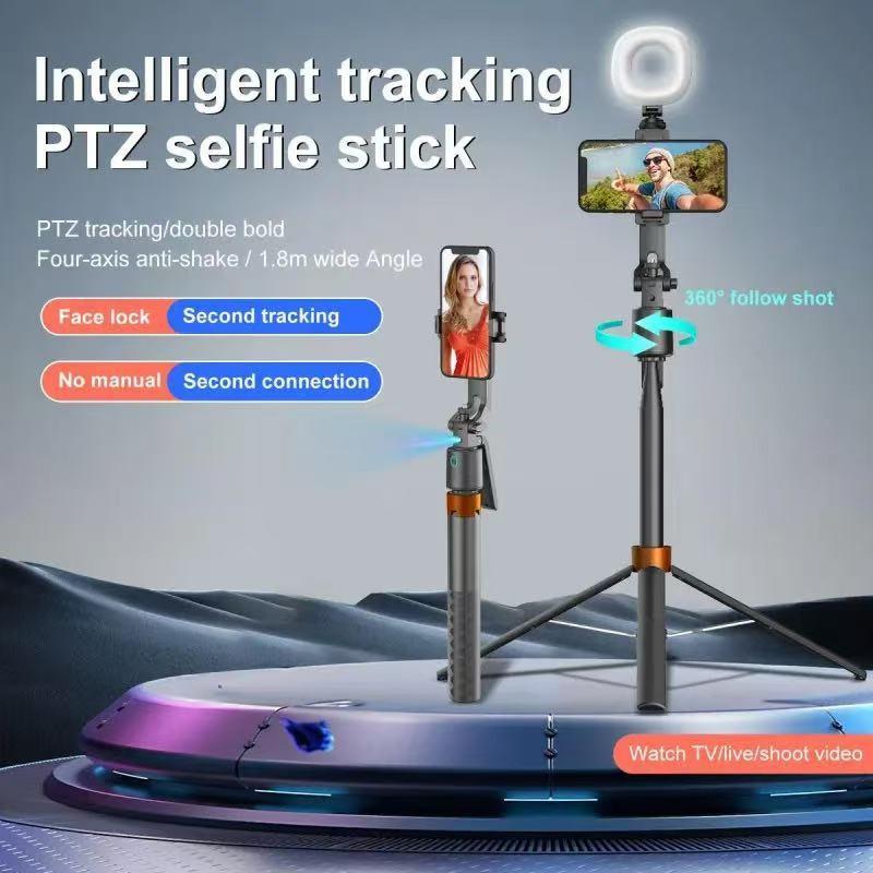360° Rotatable Selfie Stick Tripod, 70.9 Inch Rechargeable Smart Face Tracking with Dual Lights, Auto Face Tracking Phone Stand for Vlog Live Streaming, Selfie Accessories, Rotating Stand
