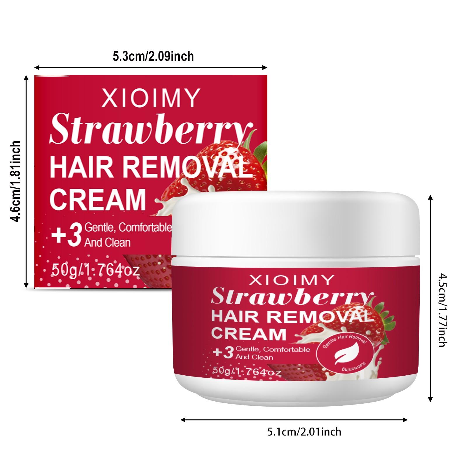 Strawberry Fast-Acting Hair Removal Cream, Gentle Formula with No Irritation, Pain-Free Complete Hair Removal for Chest, Legs and Arms
