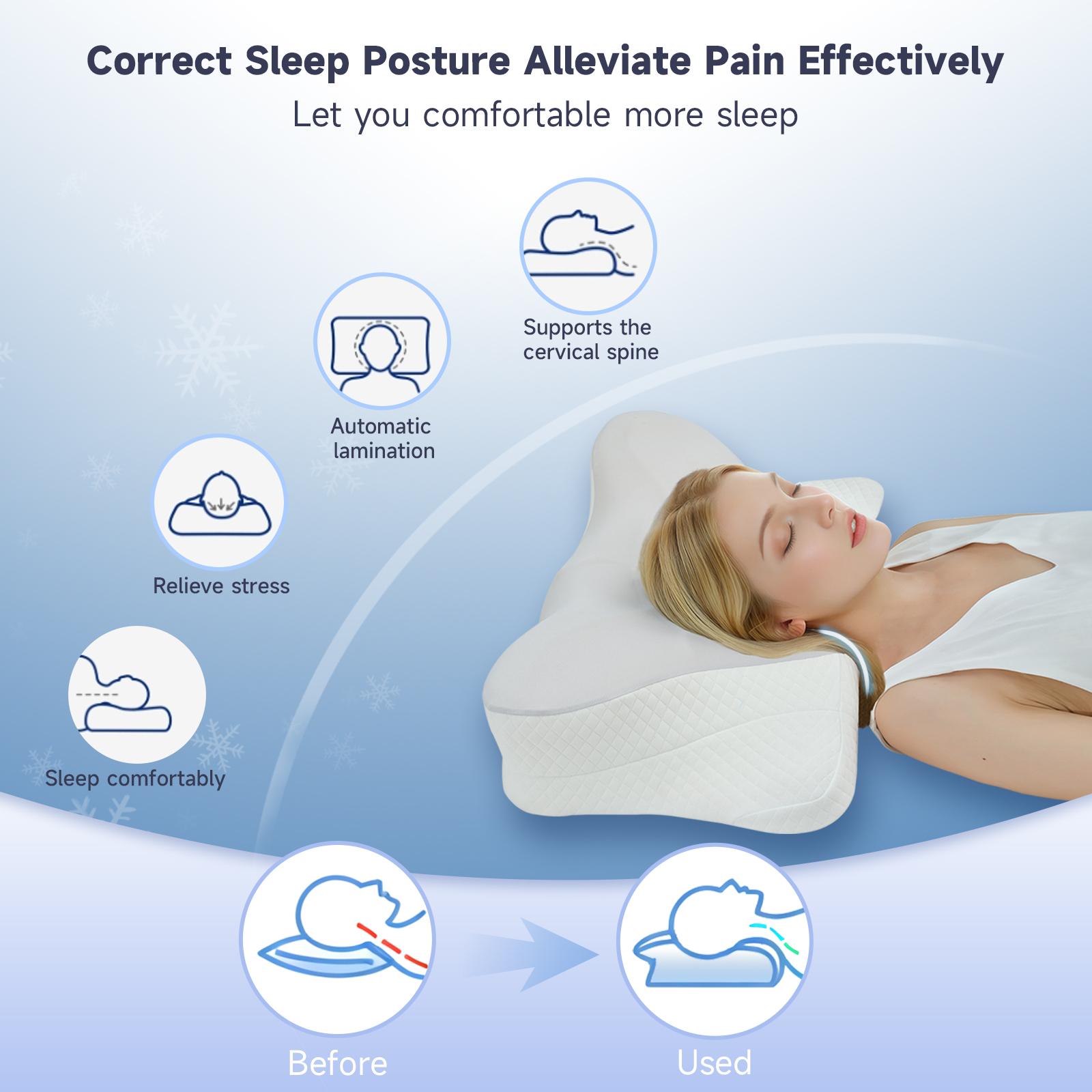 Z-Hom Cervical Memory Foam Pillow for Neck and Shoulder Pain Relief, Contour Ergonomic Pillow with Pillowcase, Breathable OEKO-TEX & CertiPUR-US Certified, Neck Support for Side, Back, Stomach Sleepers, Washable Cover, High Resilience Foam
