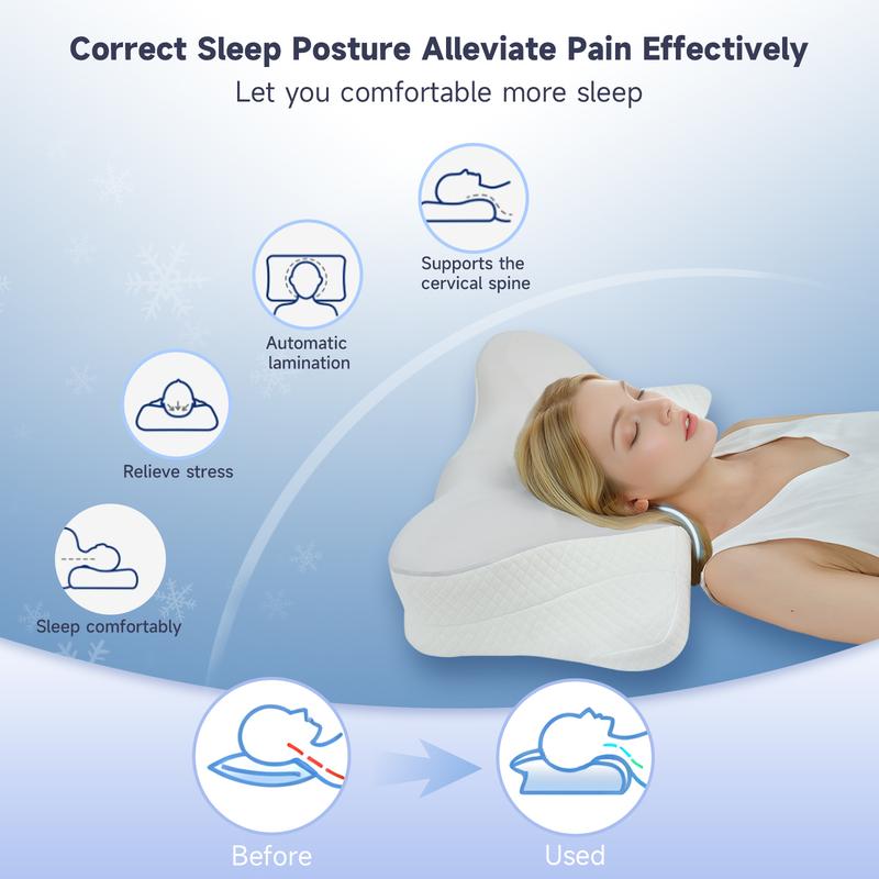 Z-Hom Cervical Memory Foam Pillow for Neck and Shoulder Pain Relief, Contour Ergonomic Pillow with Pillowcase, Breathable OEKO-TEX & CertiPUR-US Certified, Neck Support for Side, Back, Stomach Sleepers, Washable Cover, High Resilience Foam