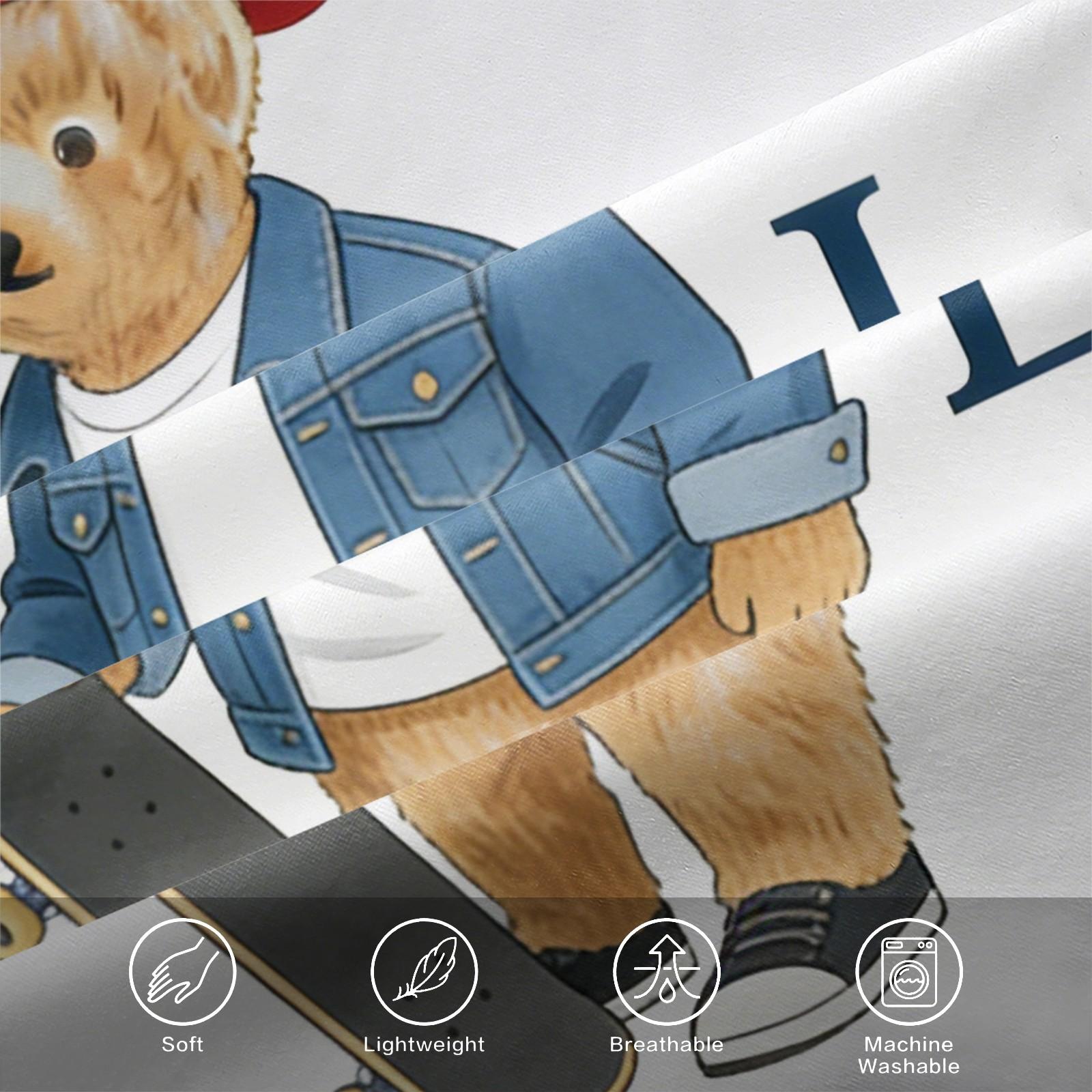 Teddy Bear Pattern Bed Sheet, Comfortable Printed Pattern, Includes 1 Bed Sheet and 2 Pillowcases, Comfortable Bedding, Non slip Dust Cover Suitable for Bedroom and Guest Room, Suitable as a Gift for Children or Adults, Bed Sheets Set