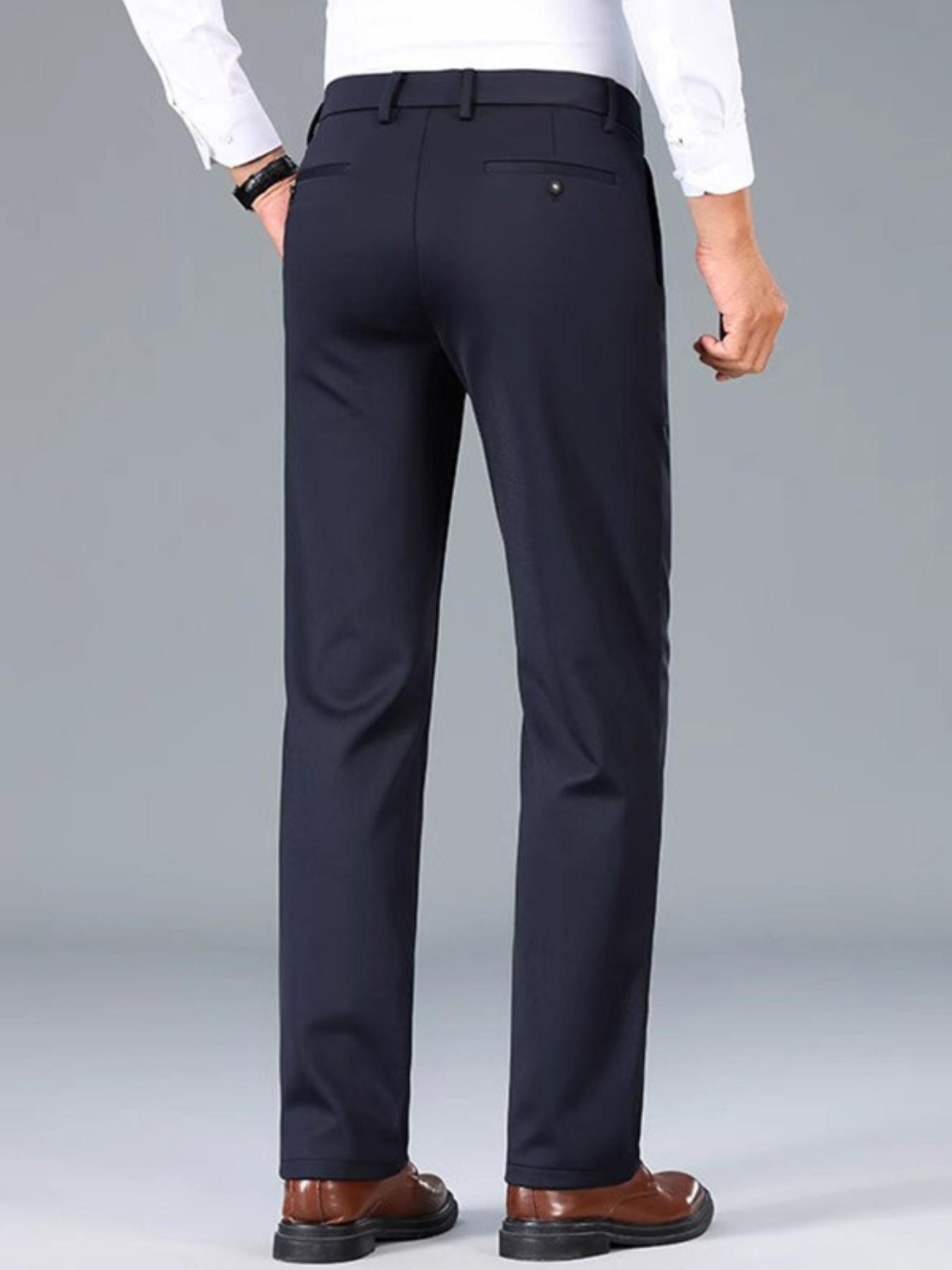 4-Pack Men's Business Casual Pants, High Elasticity Stretch Comfortable Fabric, Wrinkle-Resistant Easy Care, Slim Fit Straight Leg, All Seasons
