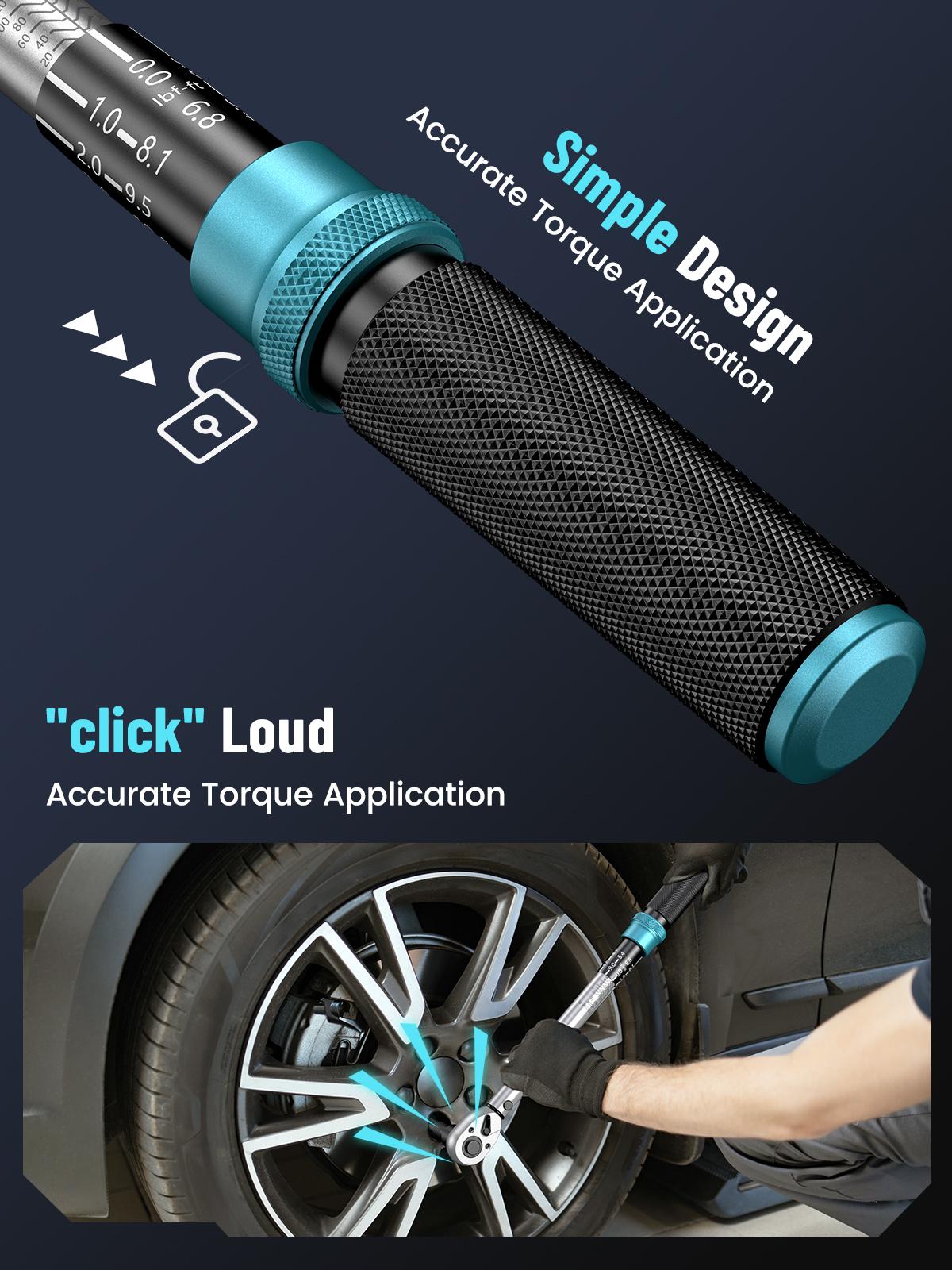 Seesii 1/4 3/8 1/2-inch Drive Click Torque Wrench Set - 8Pcs, Ultra-Precise ±3% Accuracy, 72-Tooth Dual Scale for Bike/Moto/Car Repair, Multi-functional Torque Wrench 45-221in.lb, 7-45ft.lb, 30-160ft.lb with Adapters, CH450 Black Friday Deals