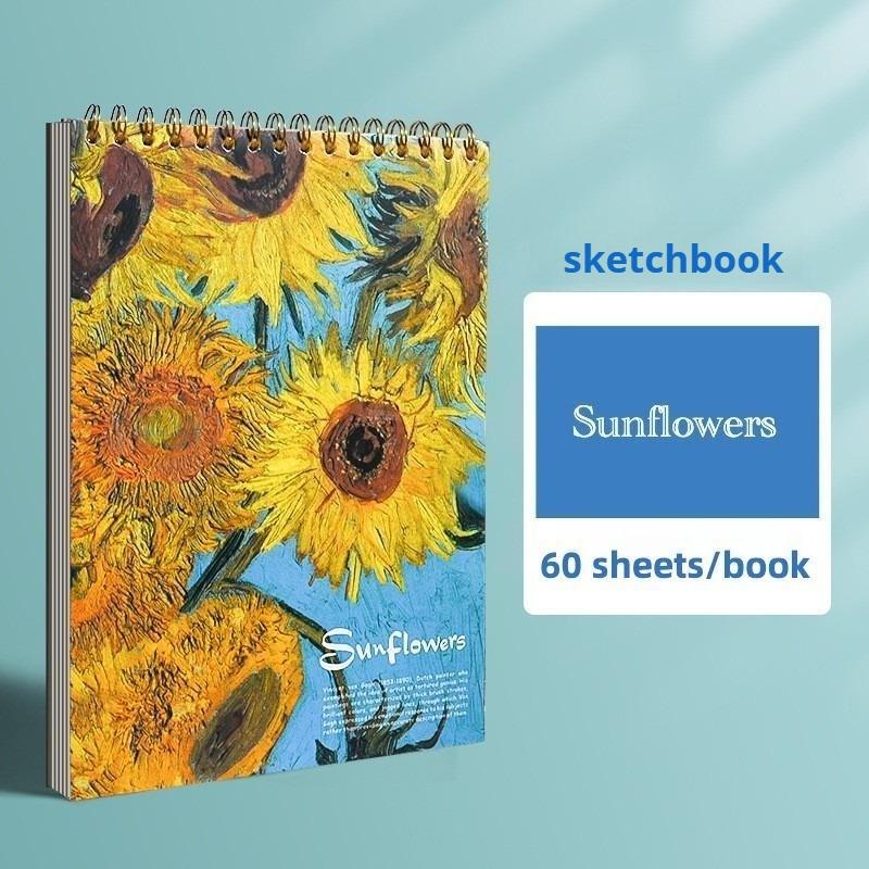 1 Piece Sketchbook, Top Spiral Bound Sketch Board, 1 Pack of 60 Sheets, Acid-Free Art Sketchbook Art Drawing Writing Paper, Suitable for Aduners Artists