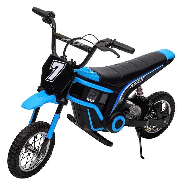 【Spring Glow Up】GARVEE 12V Electric Dirt Bike for Young Riders, Featuring Dual 25W Motors, Twist Grip Throttle, Spring Suspension, and Training Wheels. Available in Four Colors. Ideal Ride-On Toy for Outdoor Fun.