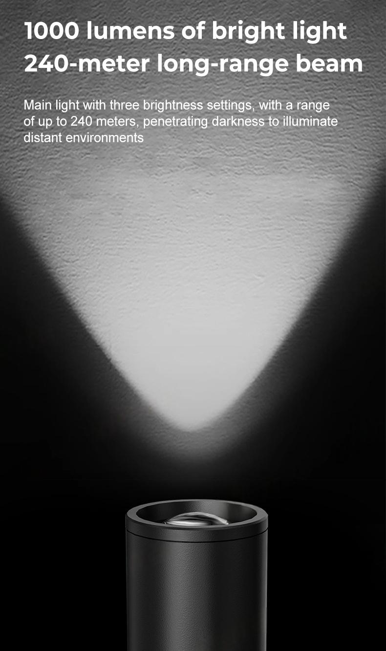 Dohelly 3000Lumen Multi-Functional Flashlight, Car Emergency Window Breaker and Cutter, 15Lighting Modes, International Rescue Signal Light, Side Magnet, Retractable Flashlight, Suitable for Camping, Emergencies and Christmas Gifts