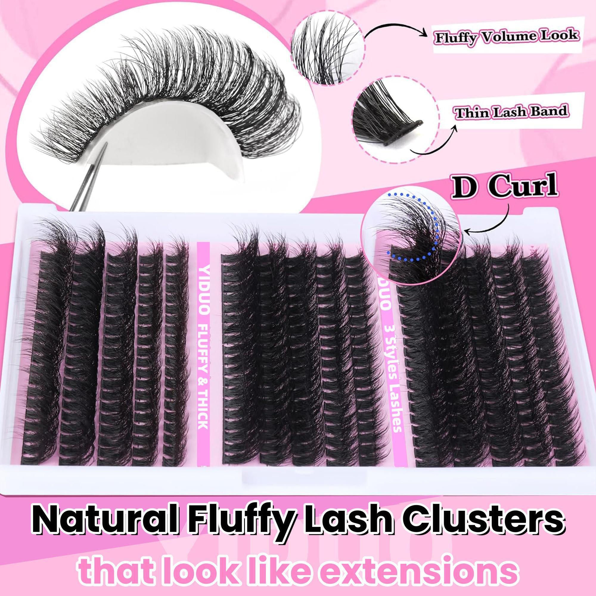 Volume Eyelashes Extension Set, 60D|70D|80D|90D & Thick Volume Lashes Clusters, Individual Lash Extensions Kit, 10-18mm D Curl Lash Extensions Kit with Lash Bond and Seal, Lash Remover, Lash Tweezers, DIY Lash Clusters at Home, Eyelash Bond Glue