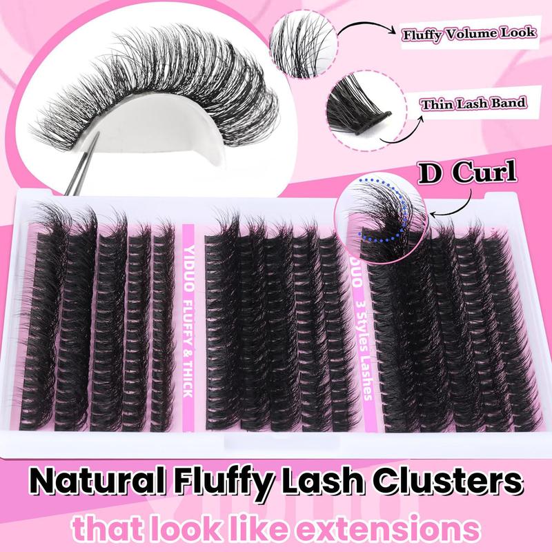 Volume Eyelashes Extension Set, 60D|70D|80D|90D & Thick Volume Lashes Clusters, Individual Lash Extensions Kit, 10-18mm D Curl Lash Extensions Kit with Lash Bond and Seal, Lash Remover, Lash Tweezers, DIY Lash Clusters at Home, Eyelash Bond Glue