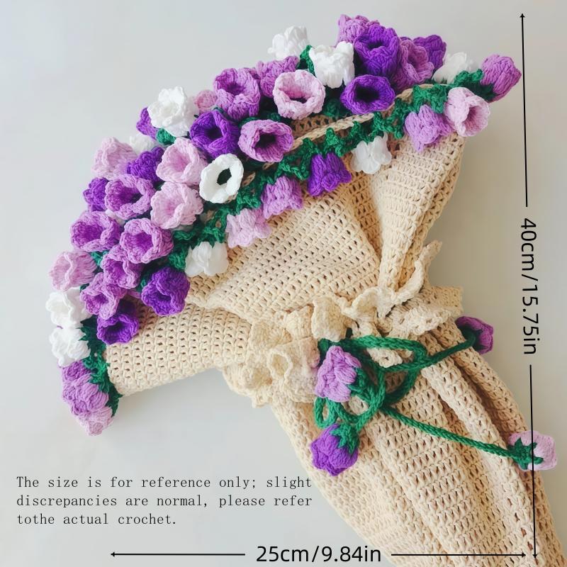 1Set Floral Blanket Crochet Kit for Beginners, Crochet Kit for Adults with Step-by-Step Text Tutorials, DIY Crochet Flower Bouquet Blanket, Handmade Crochet Flowers, Cute Romantic Gift for Girlfriend and mother, Mother's Day Valentine's Day Wedding Ann
