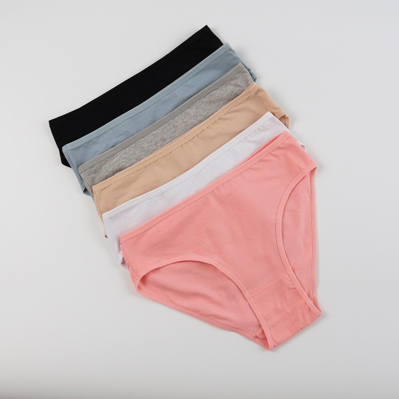 Women's 6-Pc Cotton Underwear - Mid-Rise, Soft, Breathable Solid-Color Daily Panties, Underwear for Women, Basic, Plain Fabric Underwear,back to school,back to school haul