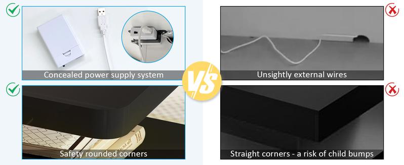 AHB Contemporary Coffee Table with Rounded Corners LED Lighting High Gloss 2 Tiers in 16 Colors Modern Living Room Furniture