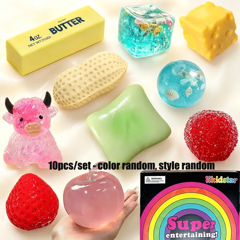10 pcs/set - Mystery Blind Box Stress Relief Toys, Sensory Kit, Creative Slow-Return Squeeze Toys, Squishy Set, Party Gifts, Soft Compression Toys