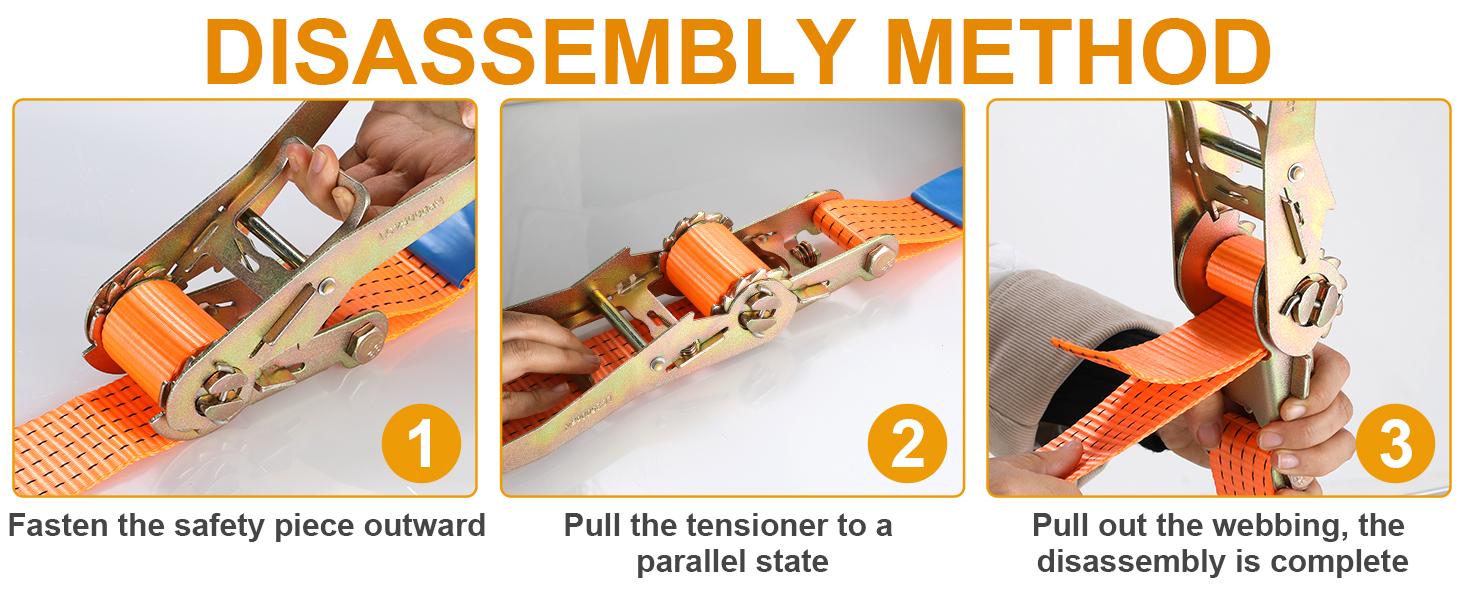 4-Pack 2 in x 27FT Double J-Hook Ratchet Straps with 11,000 lbs Break Strength, Heavy-Duty Truck Tie-Down Straps (Orange/Yellow) Industrial Hardware