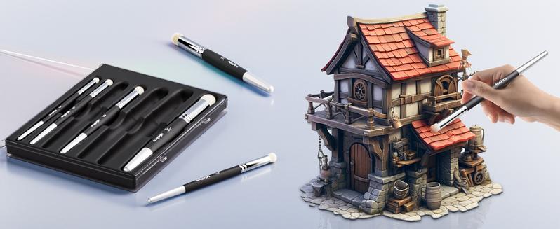 Nicpro Dry Brush Miniature Painting, 7 Sizes Professional Drybrush Set with Storage Case, Hobby Detail Paint Brushes for Tabletop & Wargames Miniature Model Painting