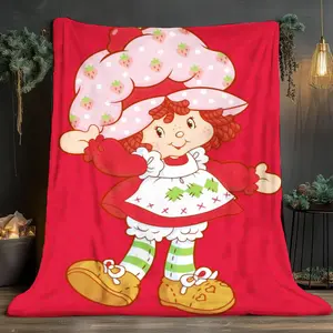 Cute Strawberry Sweetheart Anime Design Soft and comfortable home blankets, Flannel Blanket, small throw blankets, Cozy Throw Blanket, nap blankets, perfect Christmas gifts for friends and besties. Super soft heat-pressed blankets. Y25