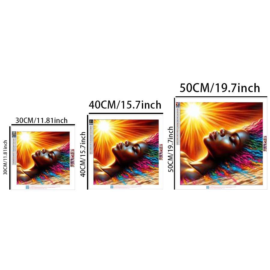 5D DIY Full Drill Round Diamond Painting - Diamond Art Painting Kit Sun Rays, Colorful Hair, Black Outline. Mosaic, Canvas - DIY Decorative Painting, Home Wall Decor, Suitable for Halloween and Christmas, Birthday and Anniversary Gifts.