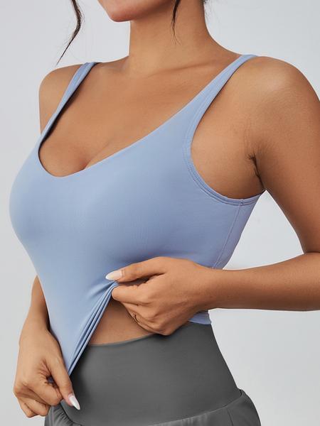 Women's Solid Sports Bra, Sporty Wide Strap Lingerie Top for Tennis Pickleball, Gym Clothes, Women's Athletic Clothing for Indoor Outdoor Wear