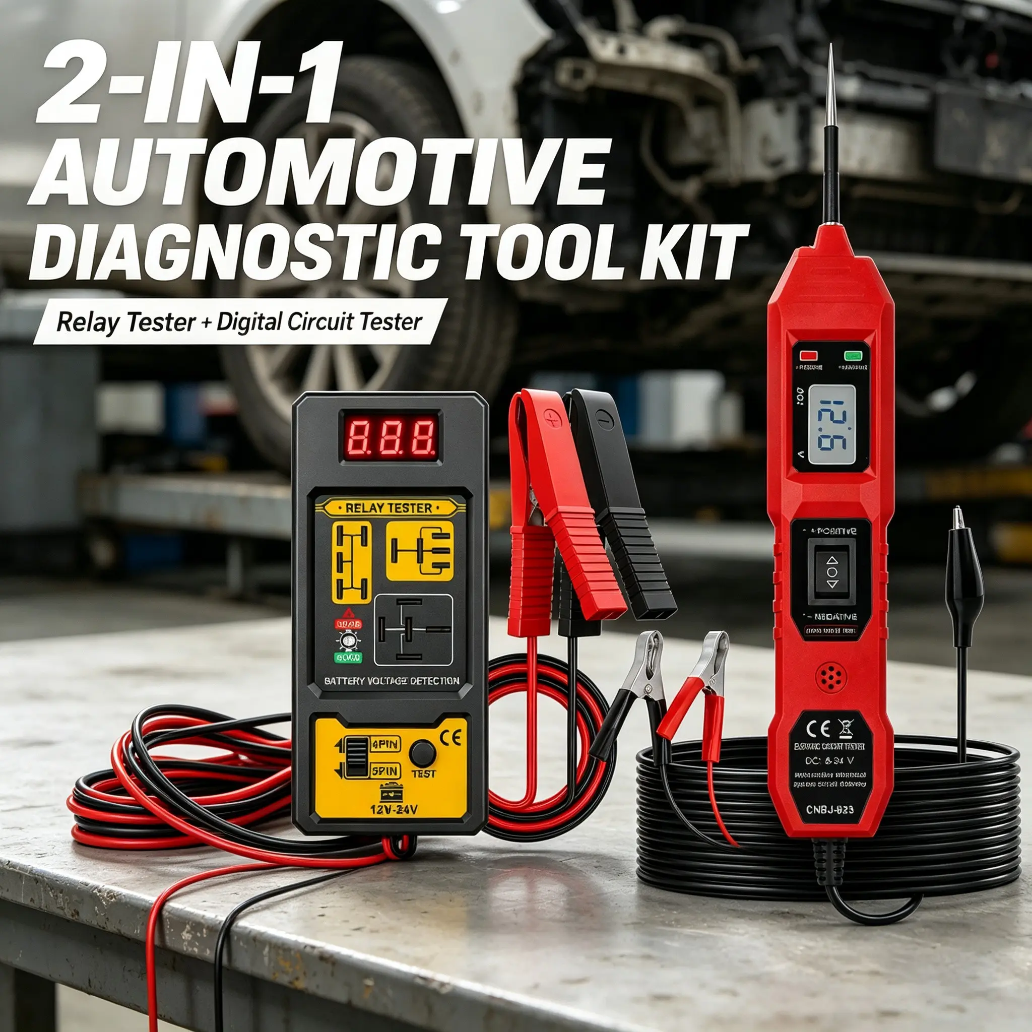 Cnbj-823 Automotive Circuit Tester, Relay Tester Kit, 6-24v Voltage Test Probe, 12-24v 4 Pin 5 Pin Relay Analyzer, Car Repair Tool, Diagnostic Tool