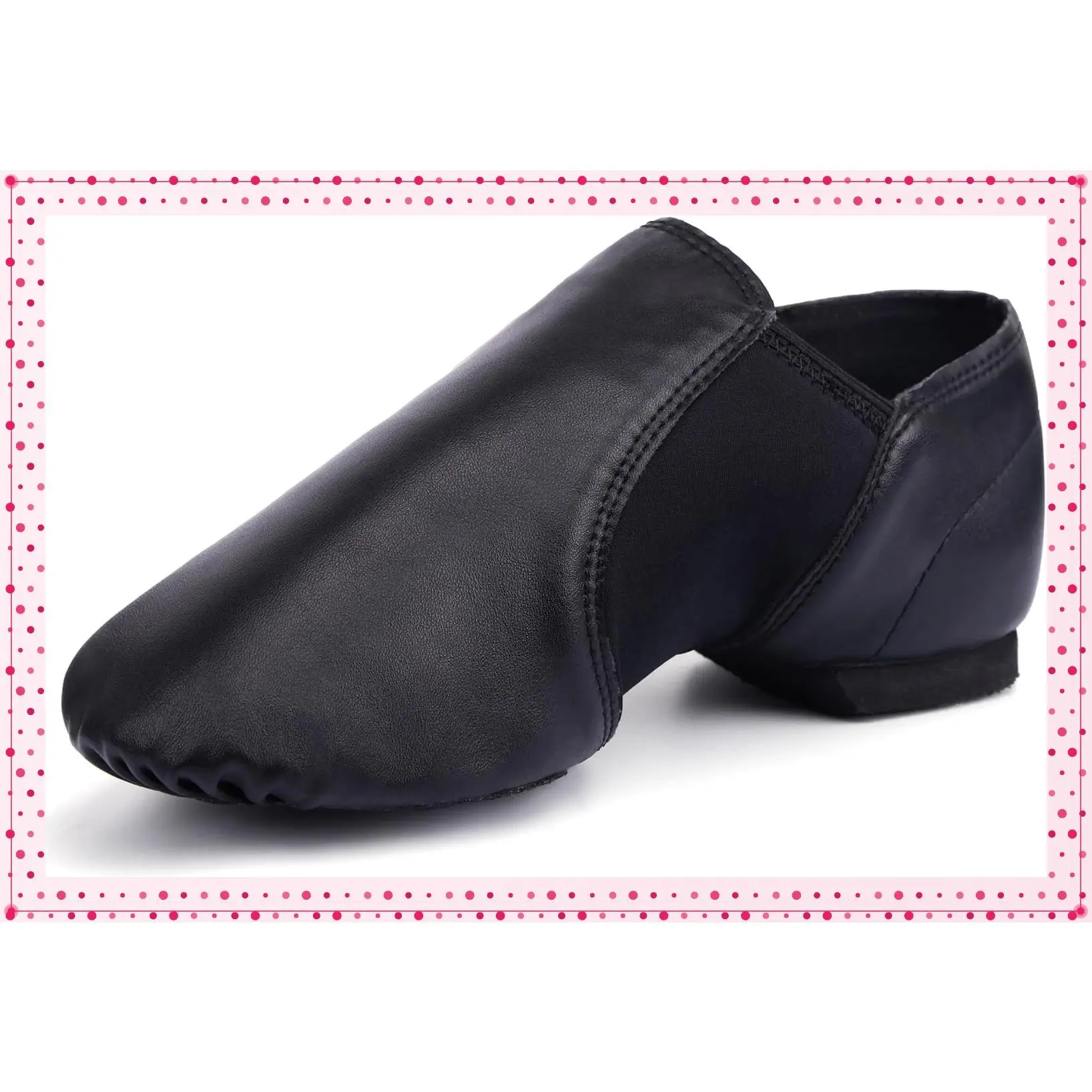 Unisex PU Leather Jazz Shoe EVA Sole for Men/Women Dance Shoes | Soft PU upper, Breathable, Slip on, Classic EVA sole, Split sole, Lightweight, Arch support, Jazz, Flexible, DurableGift
