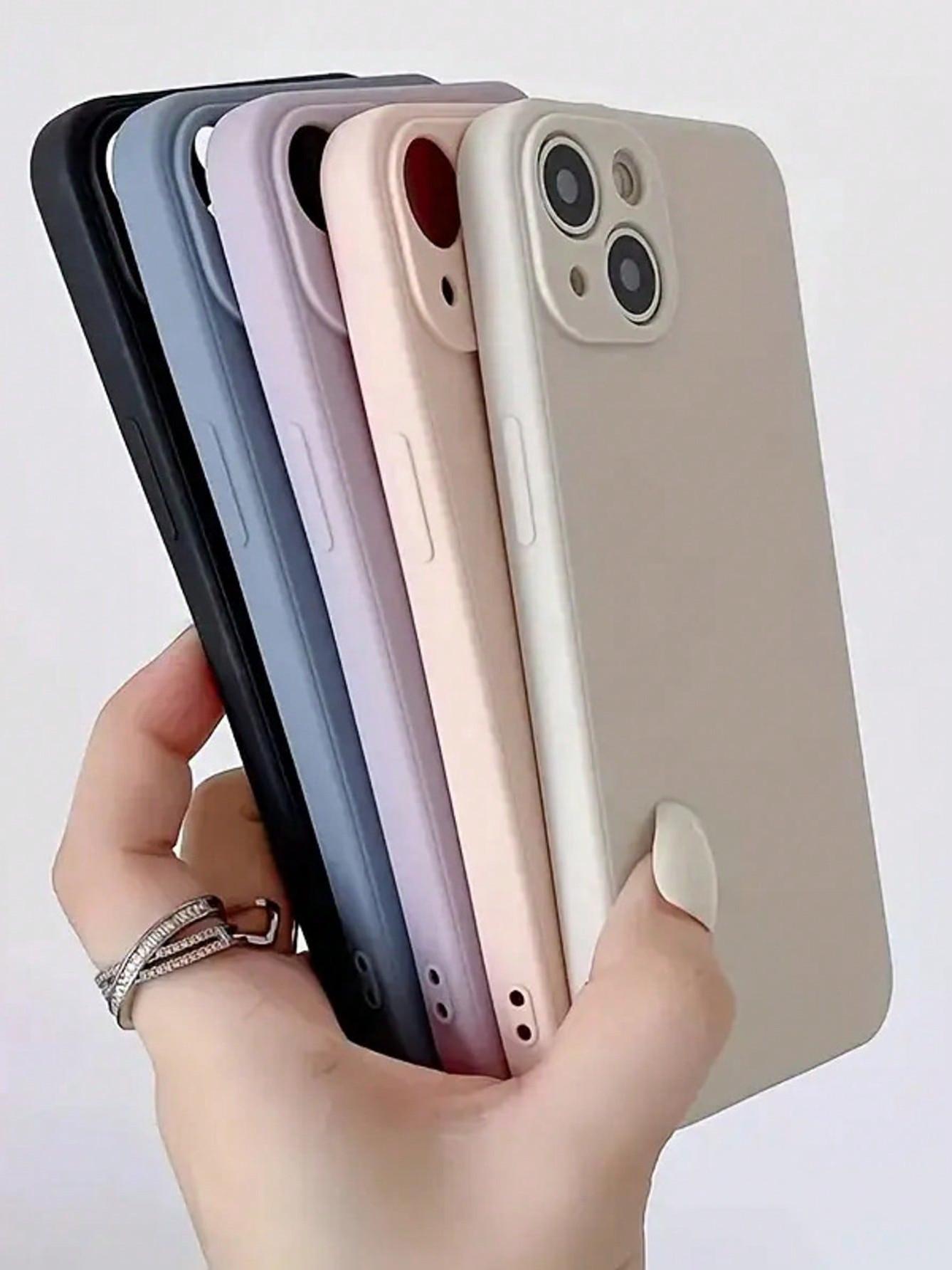 5-piece solid color  case set, suitable for iPhone16/15/14/13/12/11, XS, XR, X, 7/8, Mini, Plus, Pro, Pro Max - Anti-collision p
