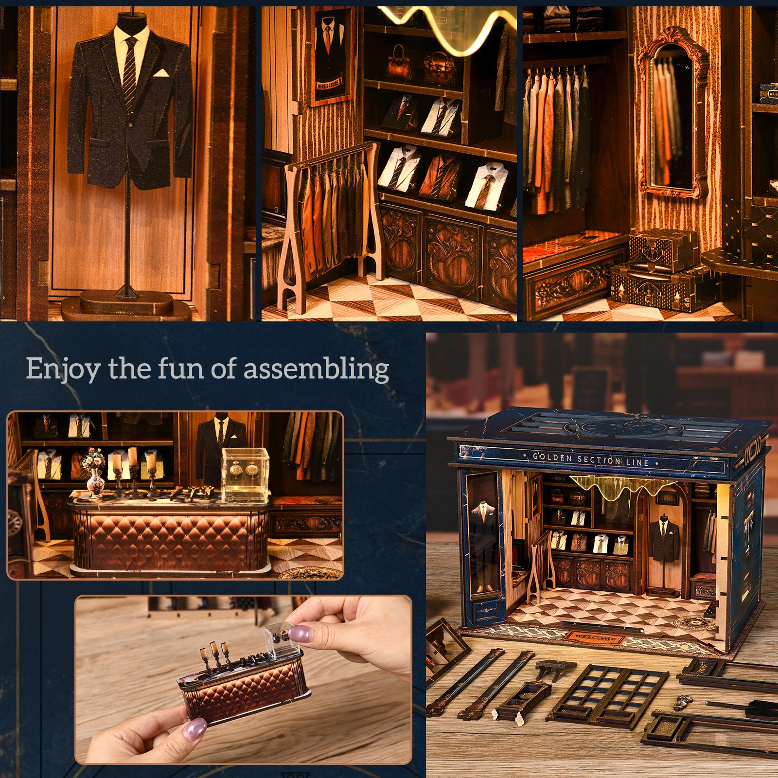 DIY Mini Book Corner Kit, 3D Wooden Puzzle House Model Set, Miniature Furniture, Desktop Decoration, Handmade Craft, Perfect Gift for Adults & Teens