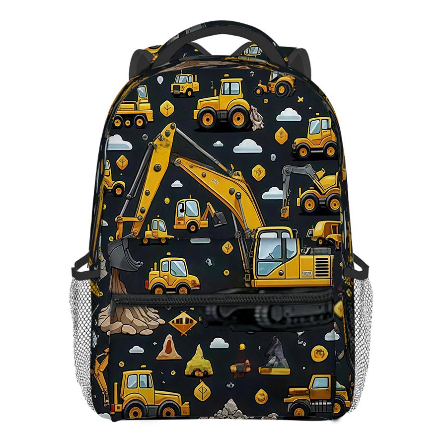 Excavator pattern all-over printed backpack